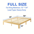 COMASACH Heavy Duty Bamboo & Metal Platform Bed Frame - 14 Inch High No Box Spring Required, Rustic Modern Design with Underbed Storage, Noiseless Sturdy Construction, High-Quality Aseptic Bamboo & Metal, Easy Assembly Bed Ba