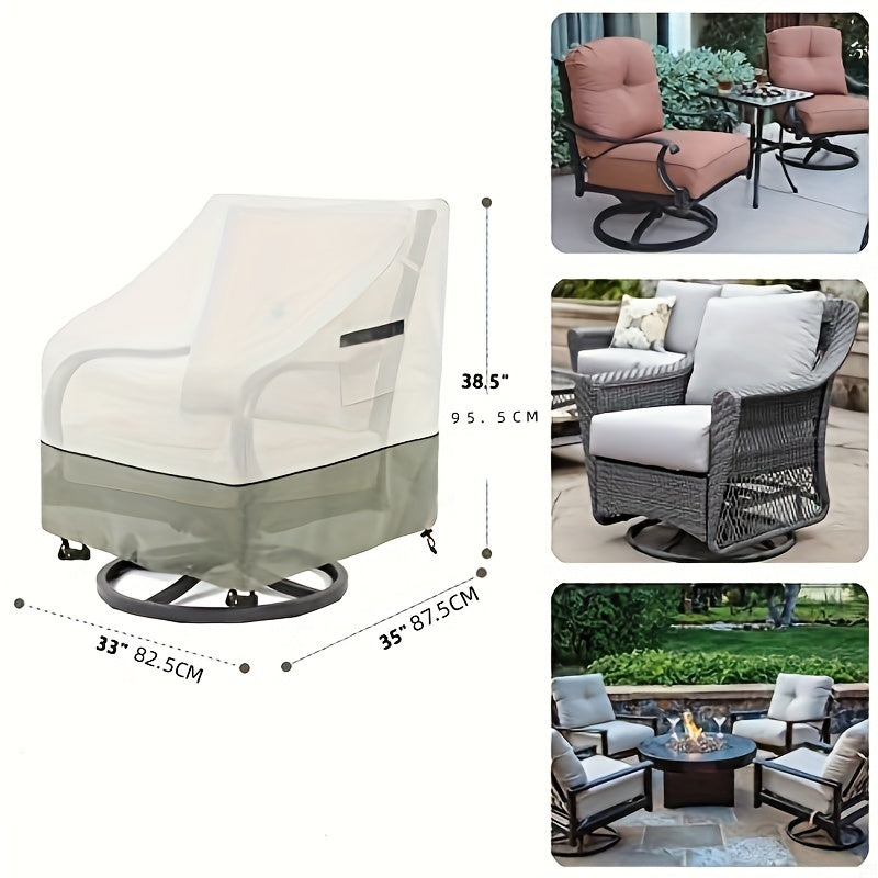 2 Packs Swivel Lounge Chair Covers - Waterproof Heavy Duty Patio Furniture Set Covers with White and Brown Color, 33"x35"x38.5" Size