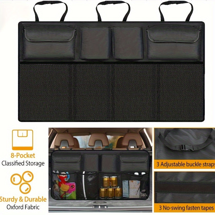 Car Trunk Hanging Storage Bag, Hanging Car Trunk Storage Bag with 8 Large Storage Bags, Super Large Capacity, SUV Car Waterproof Trunk Storage Bag