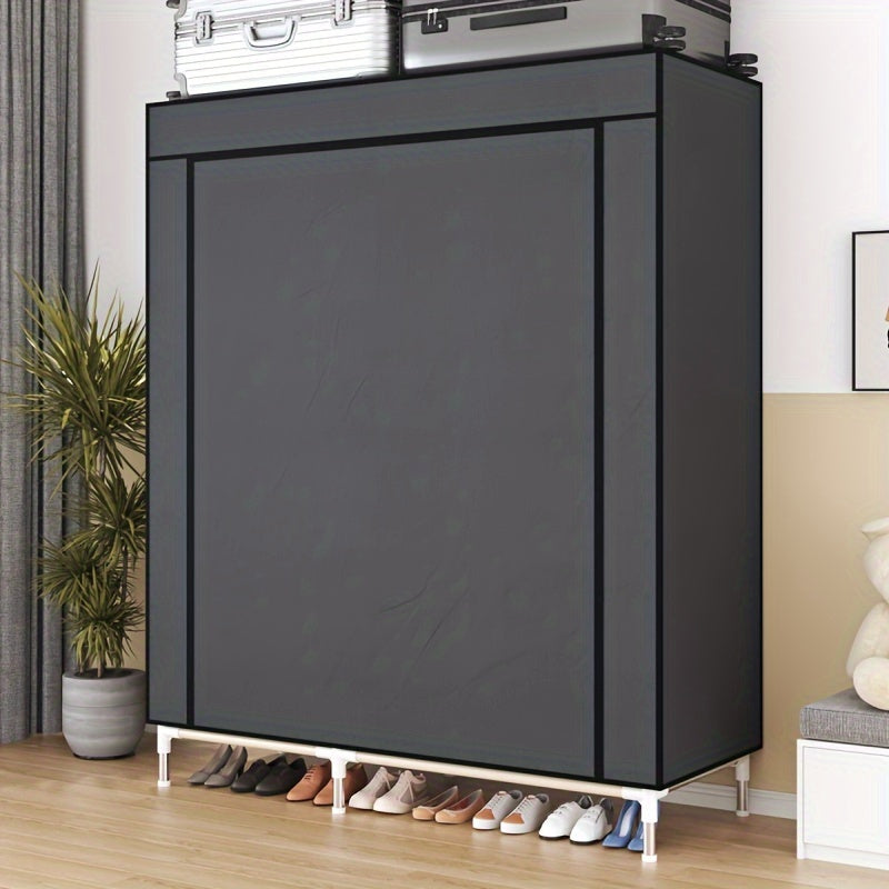 1pc Portable Wardrobe Closet, Large Wardrobe With Non-Woven Fabric Cover, Freestanding Garment Organizer, Suitable For Bedroom & Living Room, Ideal Home Supplies