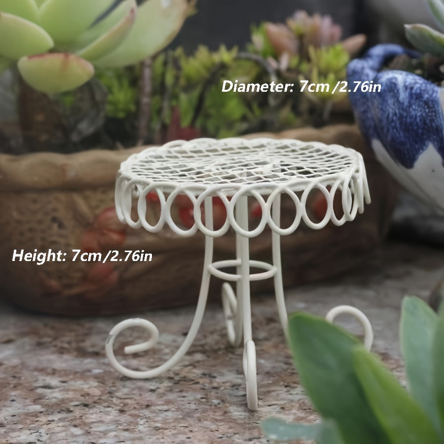 Charming Mini Iron Garden Set - Rustic Table & Chair with Succulent Planter, Perfect for Outdoor Decor and Thanksgiving Outdoor Patio Furniture Outdoor Garden Decor