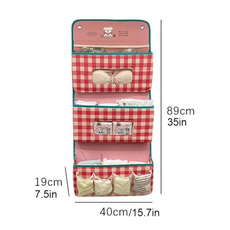 3-Tier Hanging Storage Box - Linen Basket with Pockets, 7 Large Capacity Pockets, Student Bedside Storage Bag, Door Cabinet Hanging Bag, Used to Store Dormitory Essentials