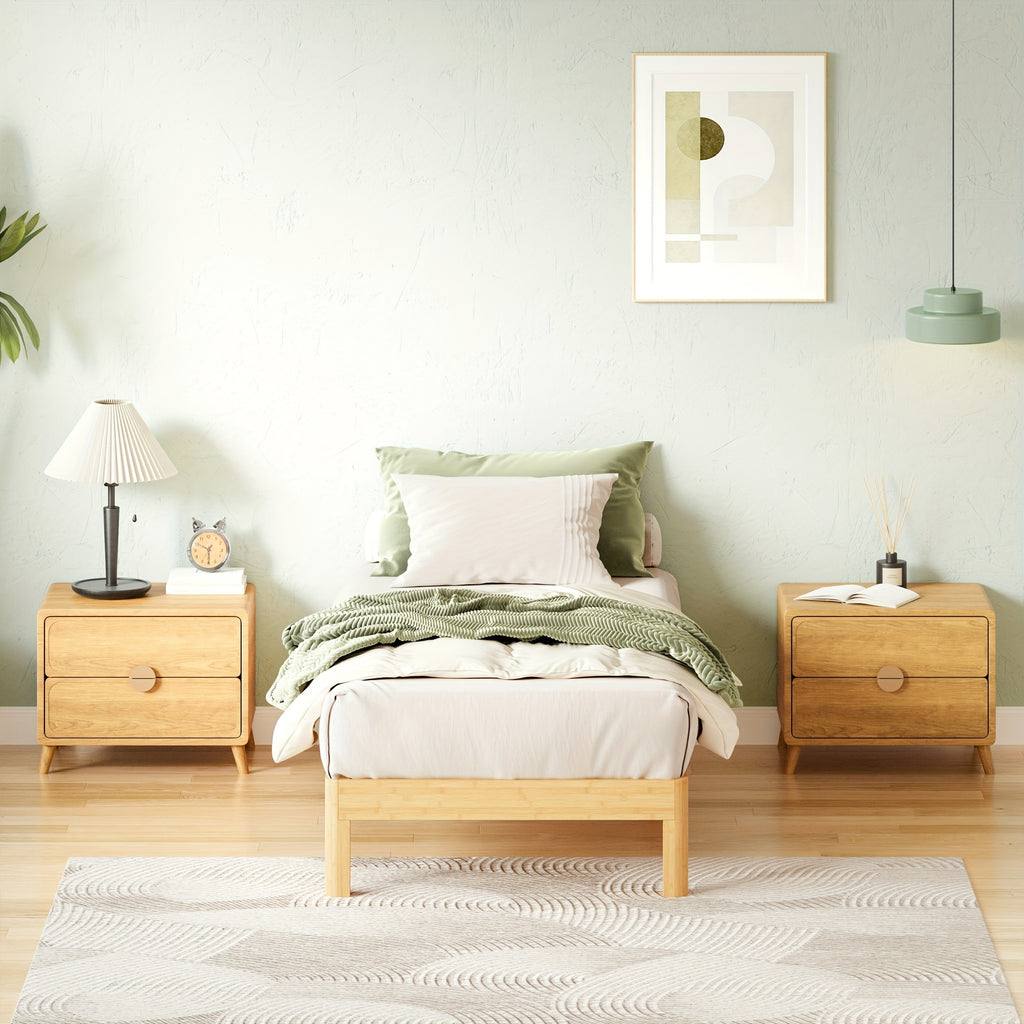 COMASACH Heavy Duty Bamboo & Metal Platform Bed Frame - 14 Inch High No Box Spring Required, Rustic Modern Design with Underbed Storage, Noiseless Sturdy Construction, High-Quality Aseptic Bamboo & Metal, Easy Assembly Bed Ba
