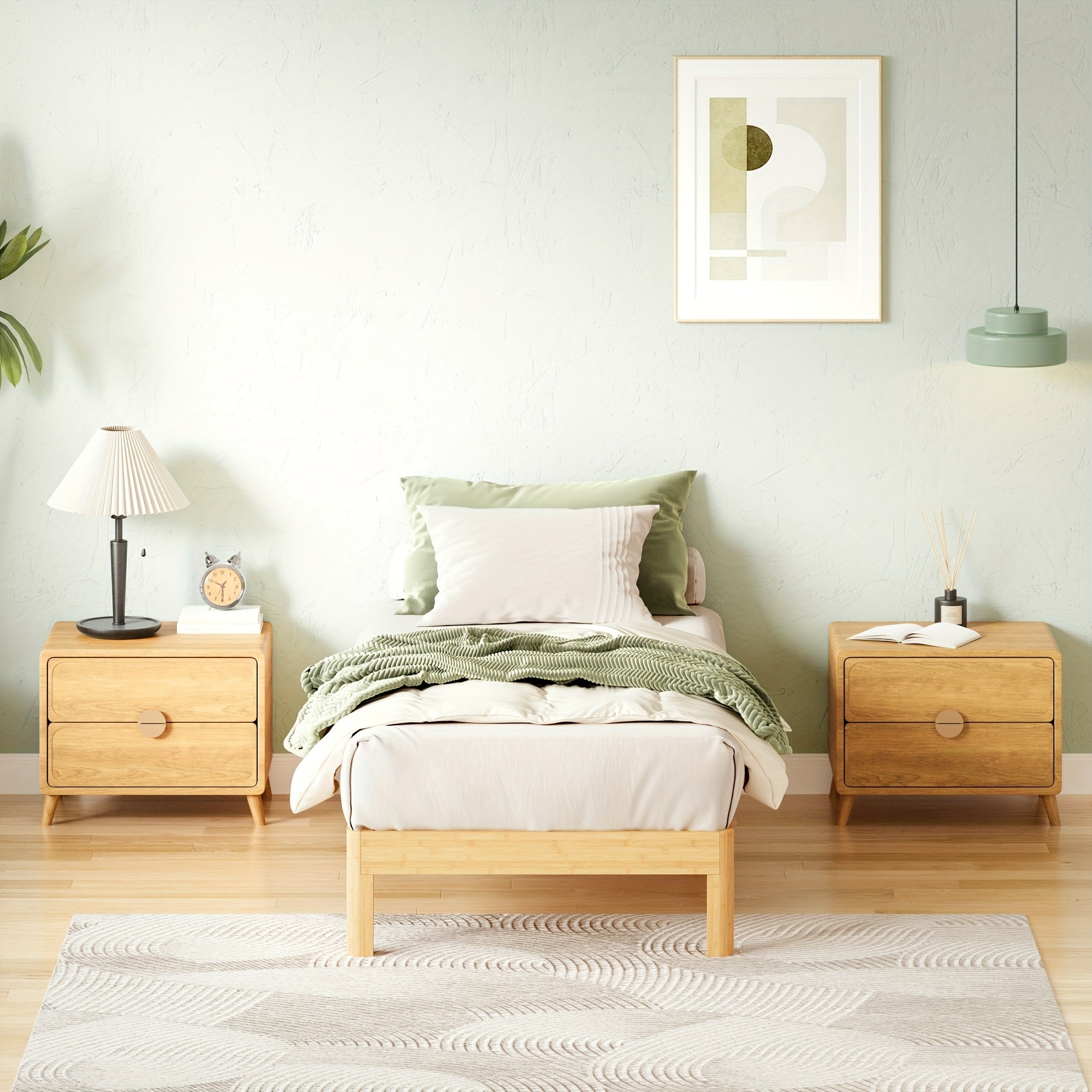 COMASACH Heavy Duty Bamboo & Metal Platform Bed Frame - 14 Inch High No Box Spring Required, Rustic Modern Design with Underbed Storage, Noiseless Sturdy Construction, High-Quality Aseptic Bamboo & Metal, Easy Assembly Bed Ba