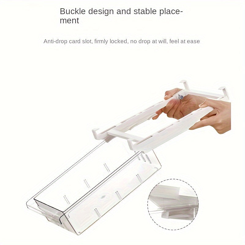 1pc Refrigerator Hanging Storage Drawer - Transparent, Food-Safe Plastic Organizer for Fruits & Vegetables, Kitchen Accessory