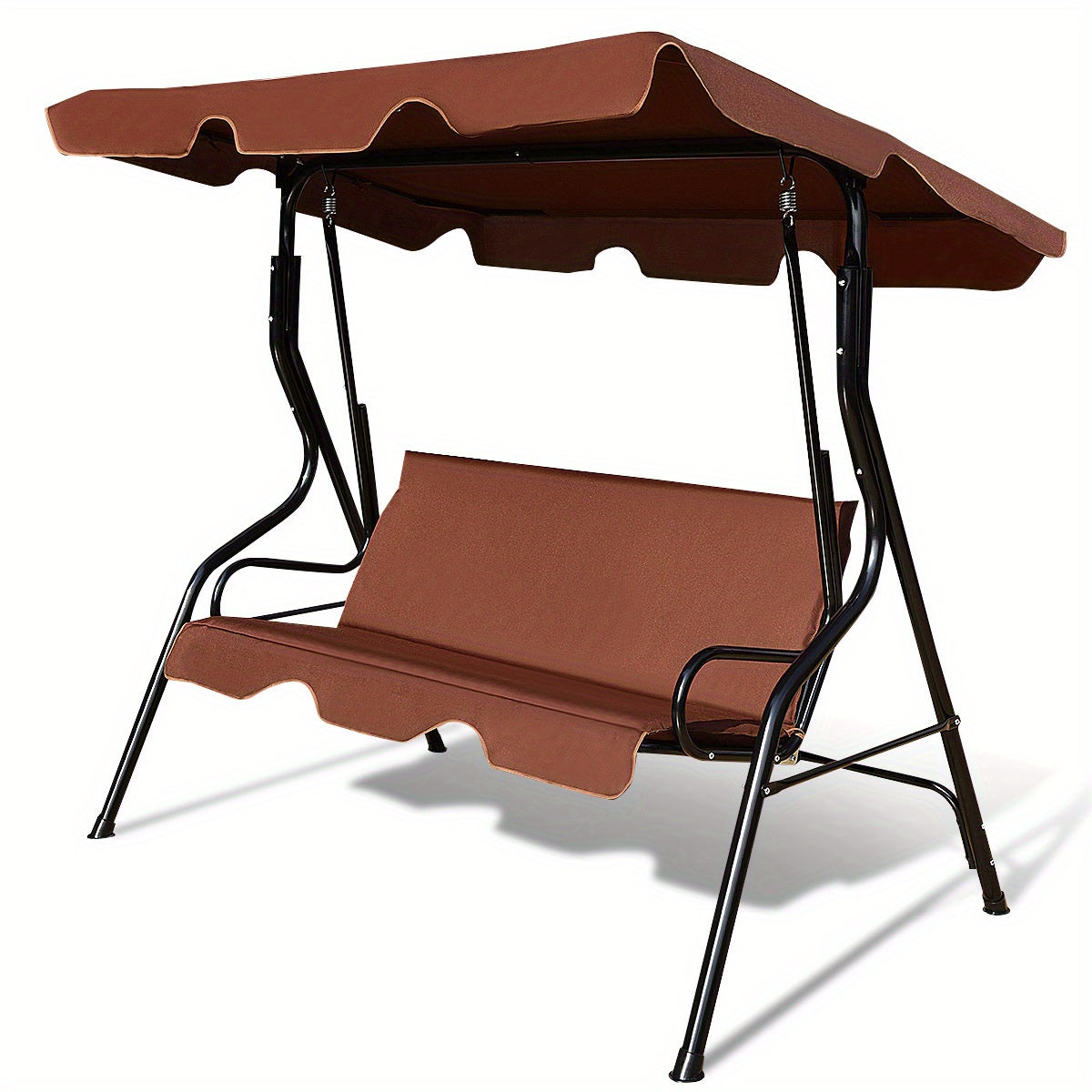 Costway Patio 3-Seater Canopy Swing Glider Hammock, Steel Frame with Cushioned Seats, UV Protection, Coffee Color - Ideal for Garden, Yard, Balcony, Garden Seating | Modern Patio Swing | Durable Outdoor Furniture, Patio Furni