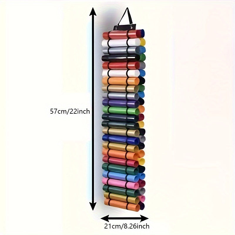12/24/48 Compartment Vinyl Roll Holder - Wall-Mounted Over-The-Door Hanging Storage Rack, Durable Plastic Craft & Makeup Organizer for Yarn, Ribbons, Fabric Rolls - Space-Saving Vertical Organizer for Craft Room, Office, Home
