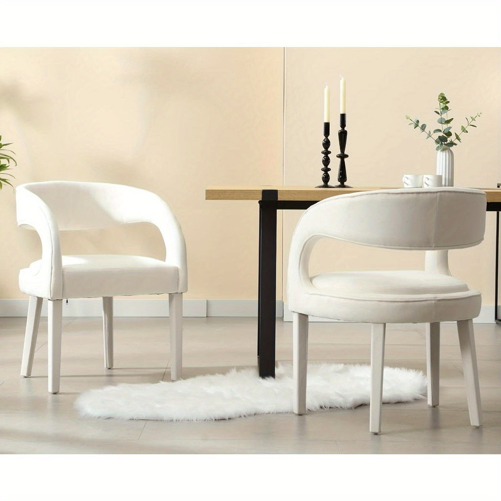 2 Pcs Modern Velvet Upholstered Accent Chairs with Open Back Barrel Kitchen Side Chairs for Dining Room/Living Room/Bedroom