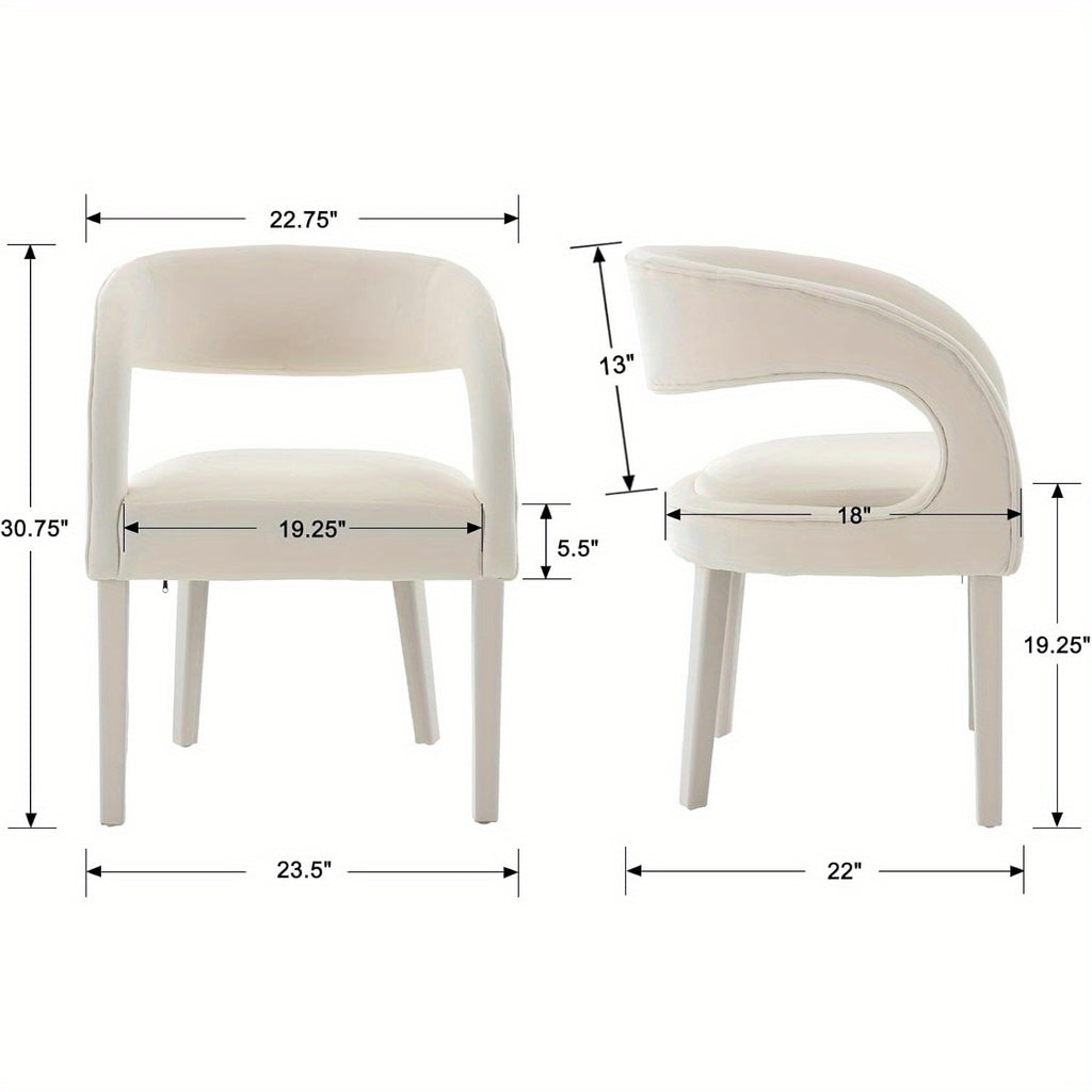 2 Pcs Modern Velvet Upholstered Accent Chairs with Open Back Barrel Kitchen Side Chairs for Dining Room/Living Room/Bedroom