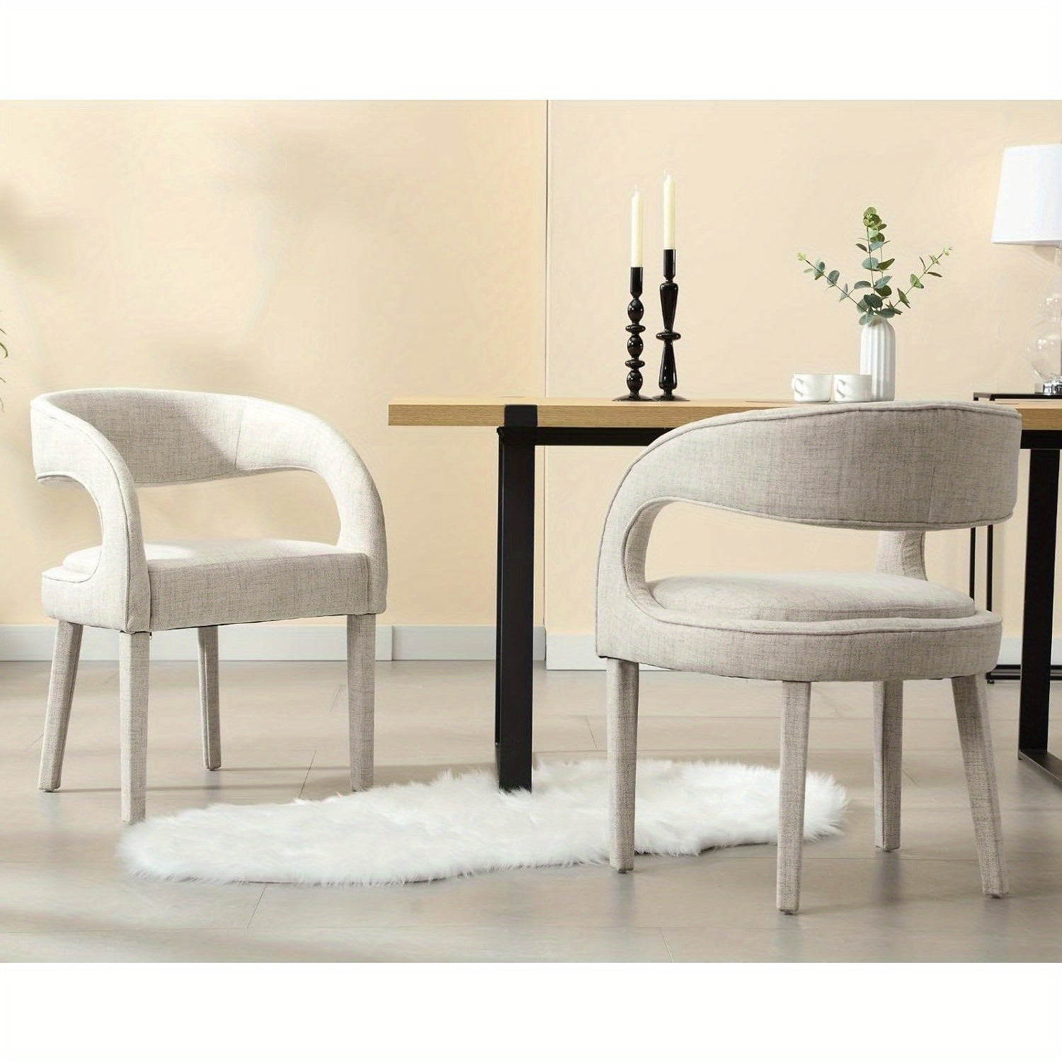 2 Pcs Modern Velvet Upholstered Accent Chairs with Open Back Barrel Kitchen Side Chairs for Dining Room/Living Room/Bedroom