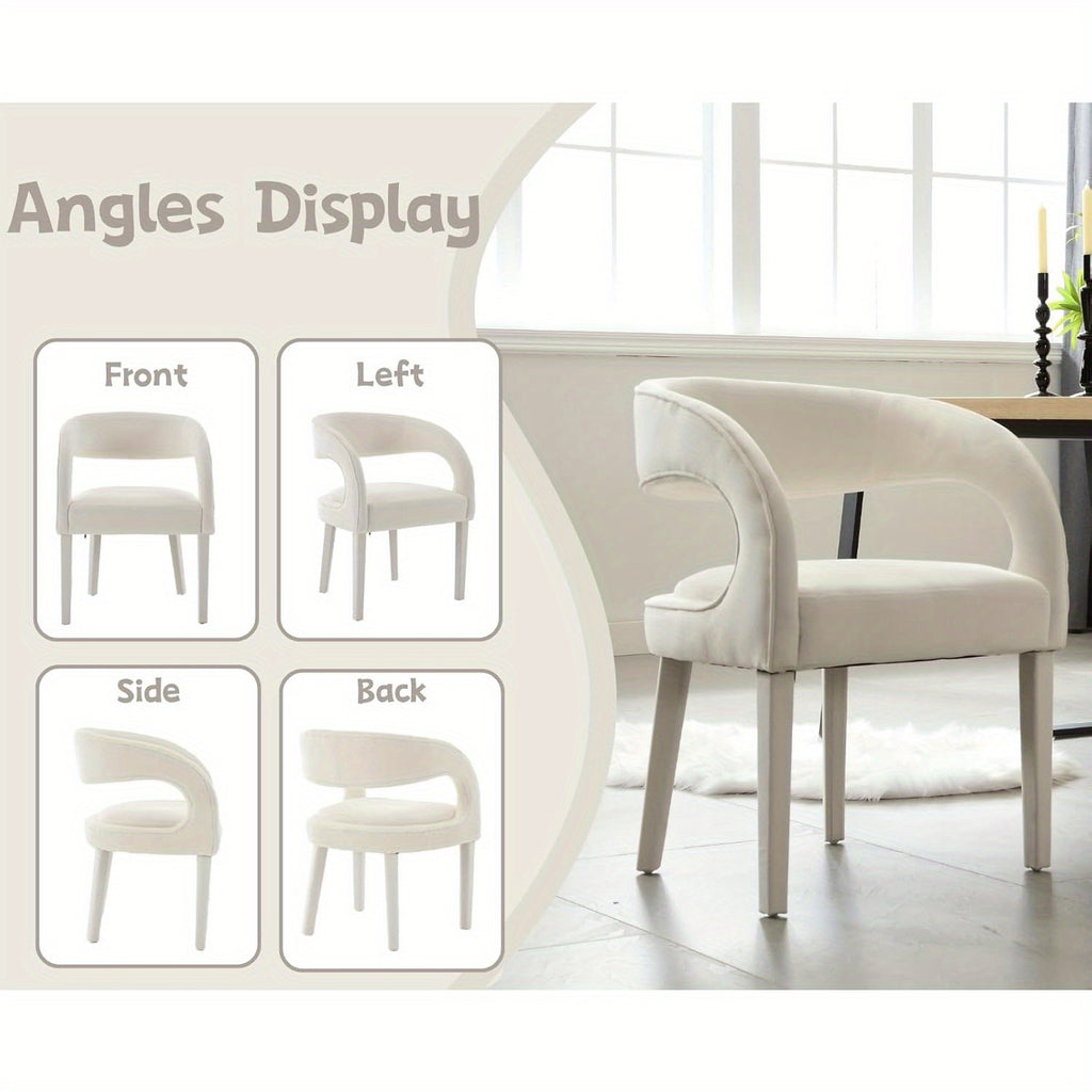 2 Pcs Modern Velvet Upholstered Accent Chairs with Open Back Barrel Kitchen Side Chairs for Dining Room/Living Room/Bedroom