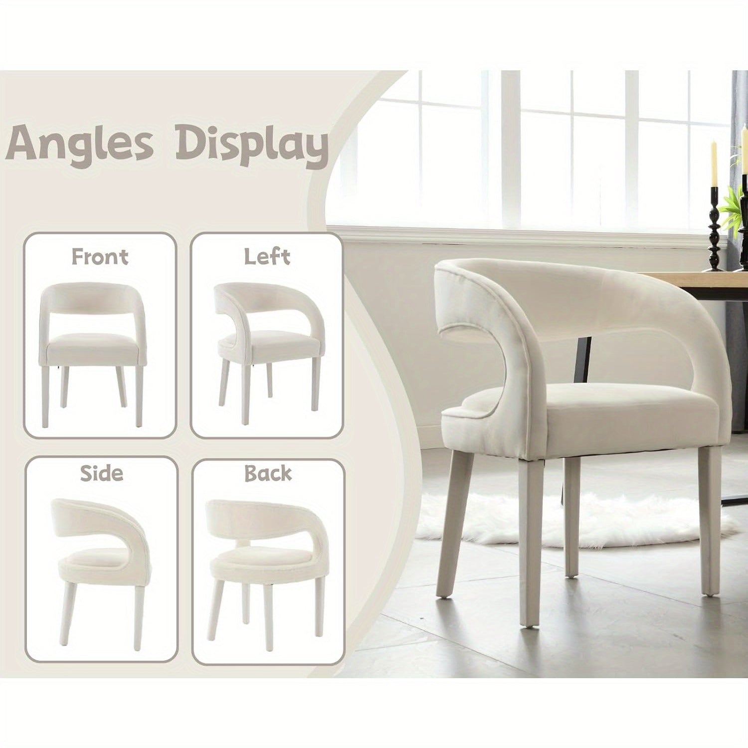 2 Pcs Modern Velvet Upholstered Accent Chairs with Open Back Barrel Kitchen Side Chairs for Dining Room/Living Room/Bedroom