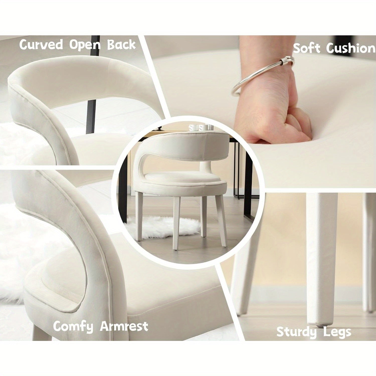 2 Pcs Modern Velvet Upholstered Accent Chairs with Open Back Barrel Kitchen Side Chairs for Dining Room/Living Room/Bedroom