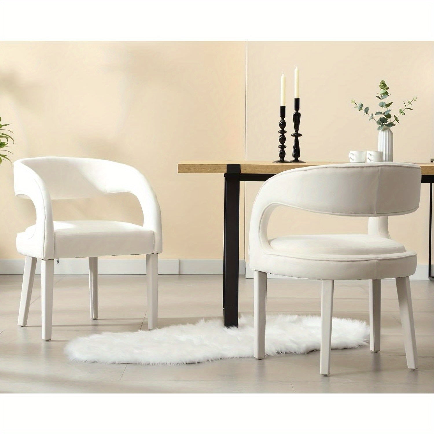 2 Pcs Modern Velvet Upholstered Accent Chairs with Open Back Barrel Kitchen Side Chairs for Dining Room/Living Room/Bedroom
