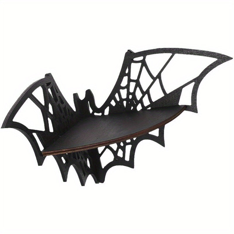 1pc Vintage Wooden Bat Corner Shelf - Wall Mounted Hanging Storage Rack For Living Room, Halloween Decor, Aesthetic Room, Home & Bedroom Decoration