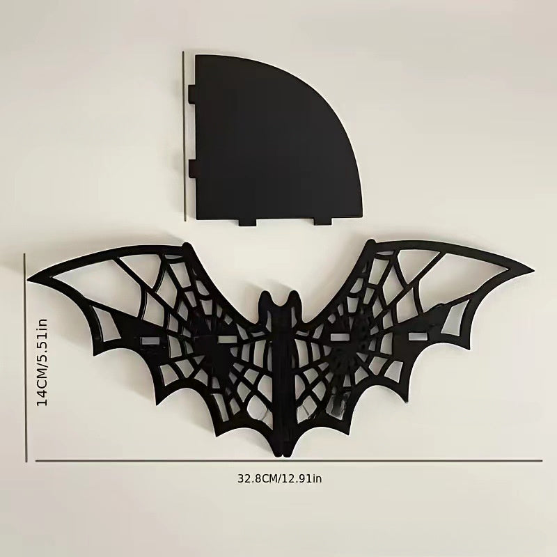 1pc Vintage Wooden Bat Corner Shelf - Wall Mounted Hanging Storage Rack For Living Room, Halloween Decor, Aesthetic Room, Home & Bedroom Decoration