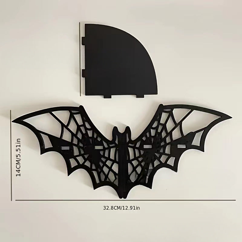 1pc Vintage Wooden Bat Corner Shelf - Wall Mounted Hanging Storage Rack For Living Room, Halloween Decor, Aesthetic Room, Home & Bedroom Decoration