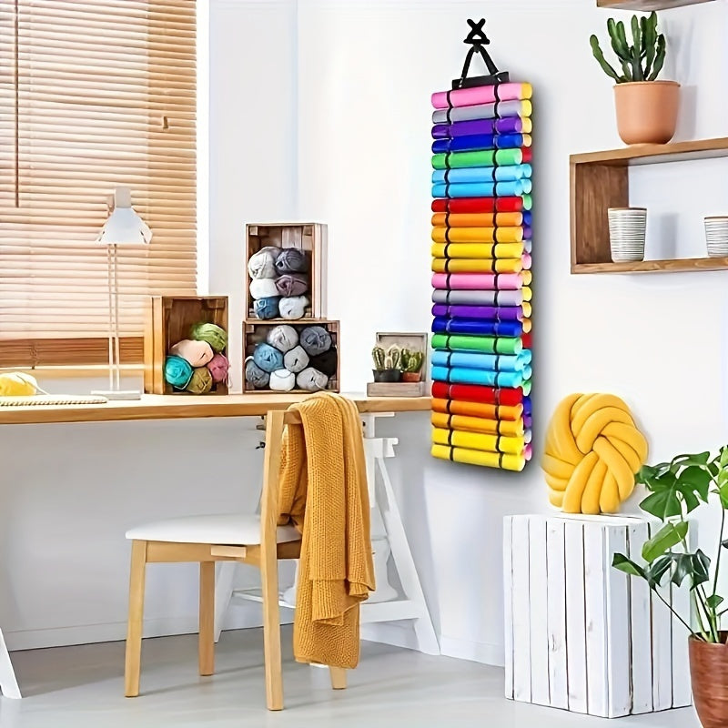 12/24/48 Compartment Vinyl Roll Holder - Wall-Mounted Over-The-Door Hanging Storage Rack, Durable Plastic Craft & Makeup Organizer for Yarn, Ribbons, Fabric Rolls - Space-Saving Vertical Organizer for Craft Room, Office, Home