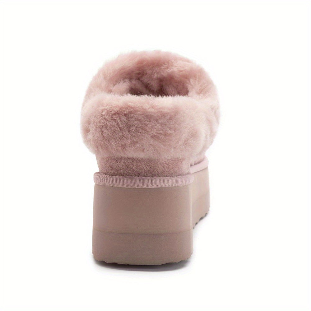 Cozy Furry Ankle Boots - Women's Slippers, Platform Mini Boots, Short Ankle Boot, Fur Fleece Lined Sneakers, Anti-Slip, Water-Resistant, Warm, and Comfortable House Slippers for Outdoor and Indoor Use