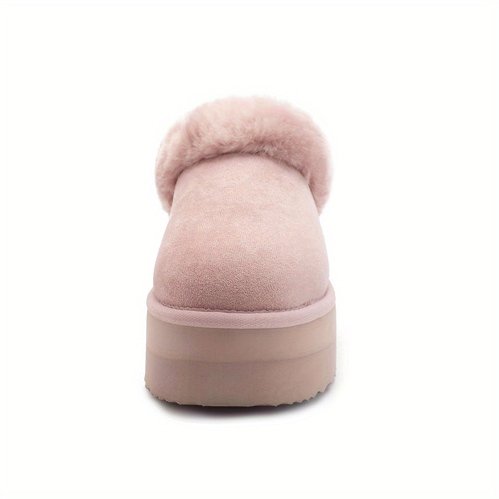 Cozy Furry Ankle Boots - Women's Slippers, Platform Mini Boots, Short Ankle Boot, Fur Fleece Lined Sneakers, Anti-Slip, Water-Resistant, Warm, and Comfortable House Slippers for Outdoor and Indoor Use