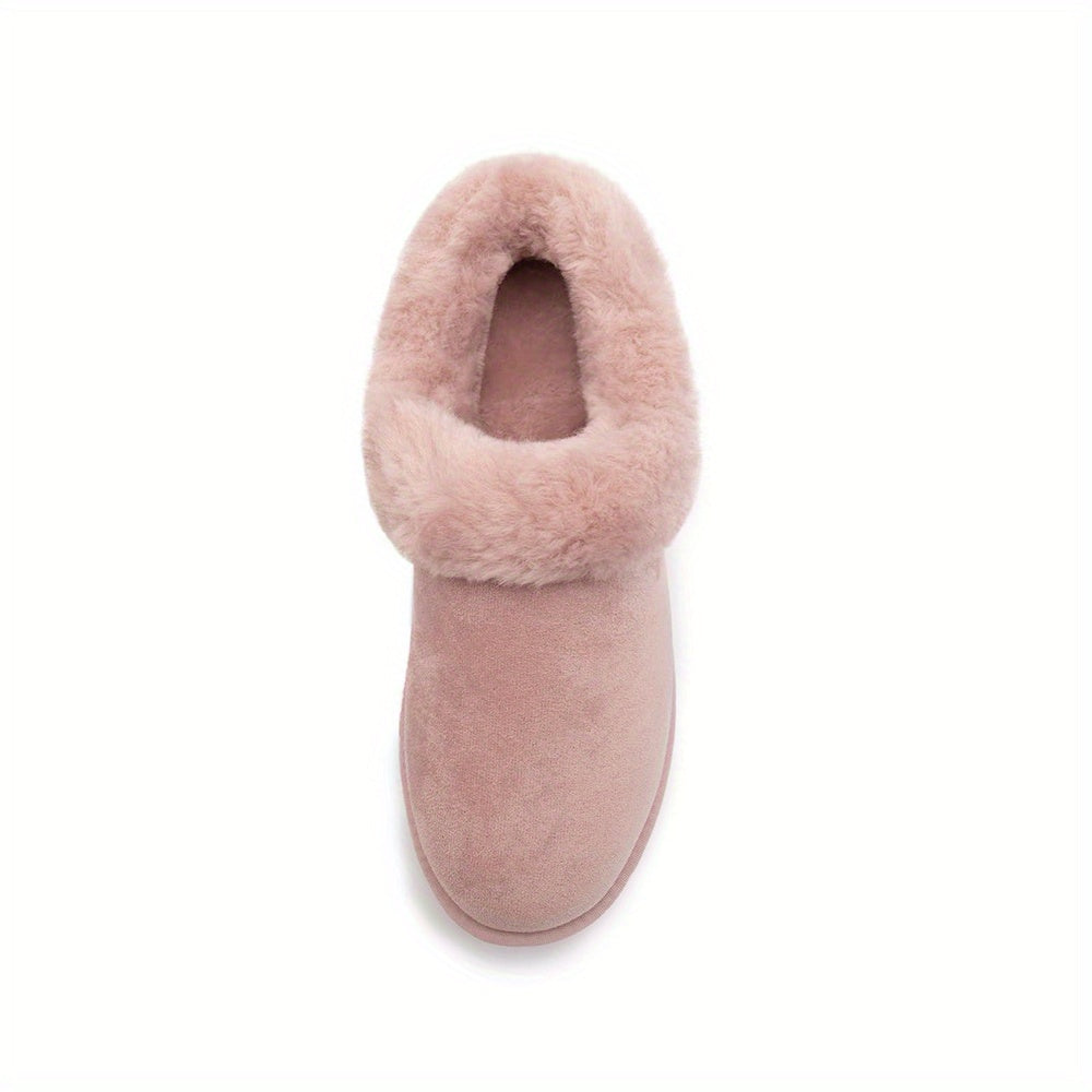 Cozy Furry Ankle Boots - Women's Slippers, Platform Mini Boots, Short Ankle Boot, Fur Fleece Lined Sneakers, Anti-Slip, Water-Resistant, Warm, and Comfortable House Slippers for Outdoor and Indoor Use