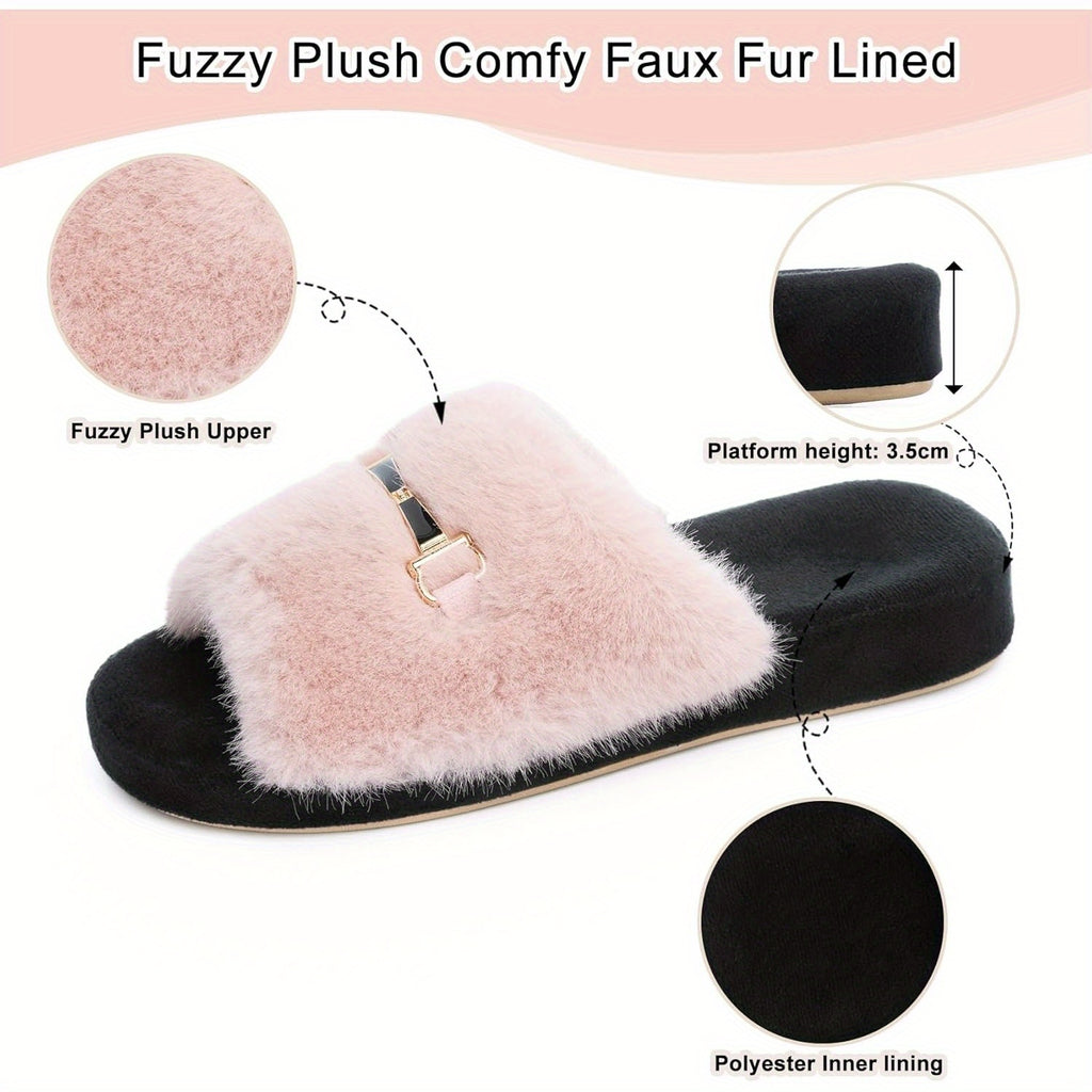 Arch Support House Slippers For Women Indoor Outdoor With Memory Foam Summer Open Toe Fuzzy Slide Slippers Sandals Gift House Shoes
