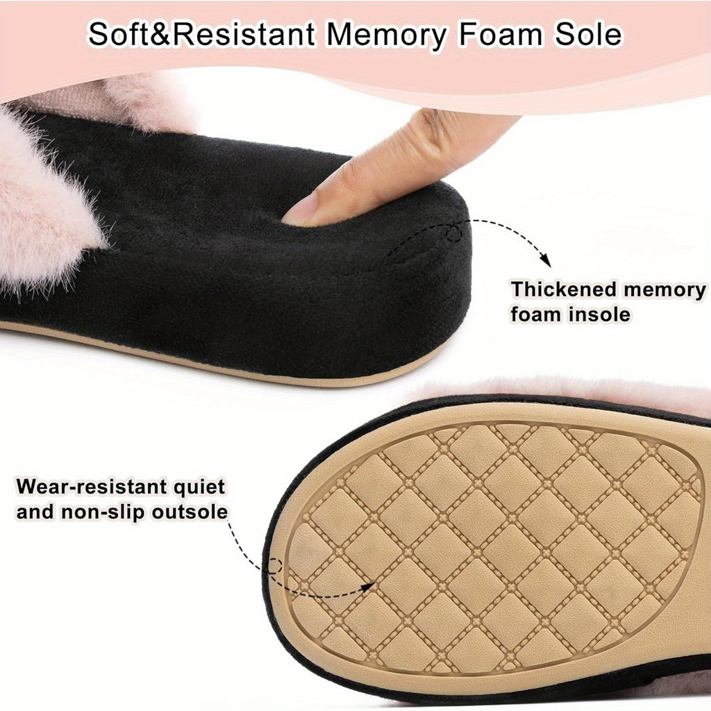 Arch Support House Slippers For Women Indoor Outdoor With Memory Foam Summer Open Toe Fuzzy Slide Slippers Sandals Gift House Shoes