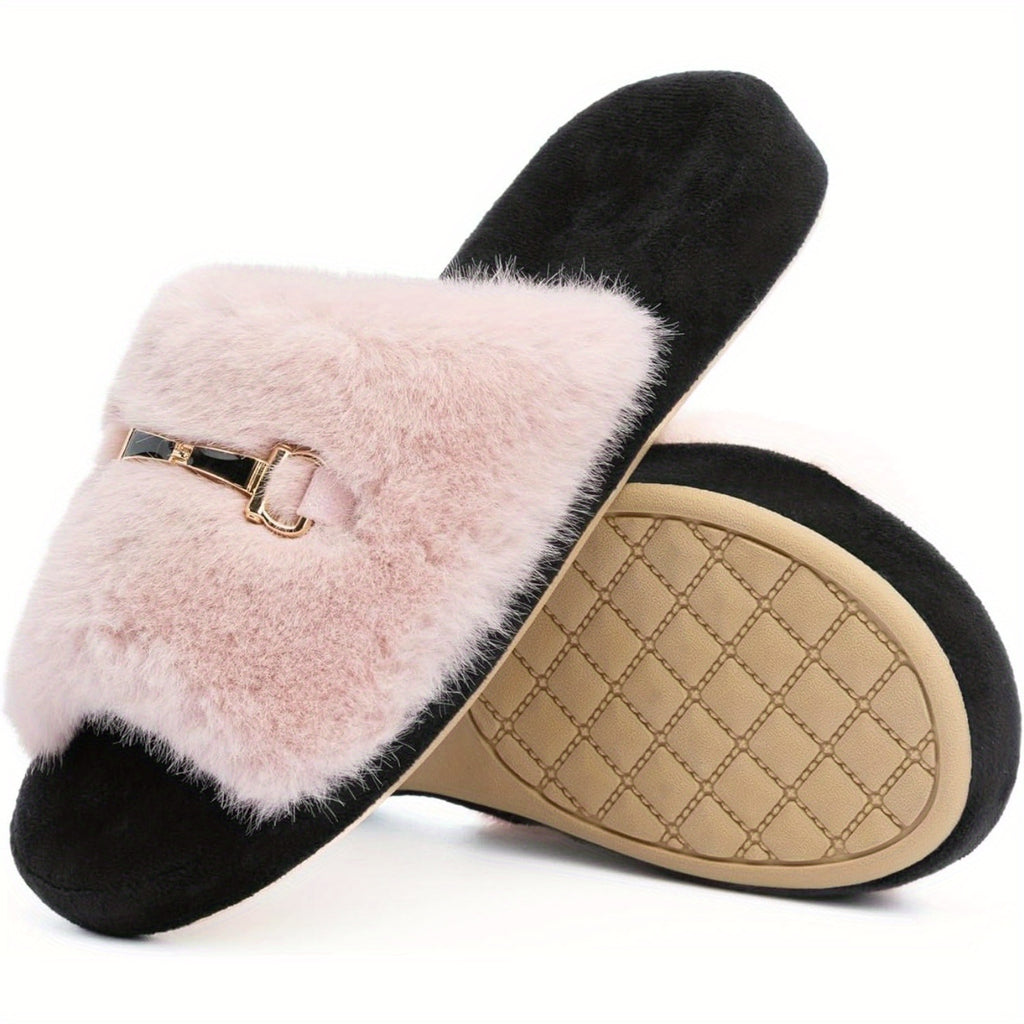 Arch Support House Slippers For Women Indoor Outdoor With Memory Foam Summer Open Toe Fuzzy Slide Slippers Sandals Gift House Shoes