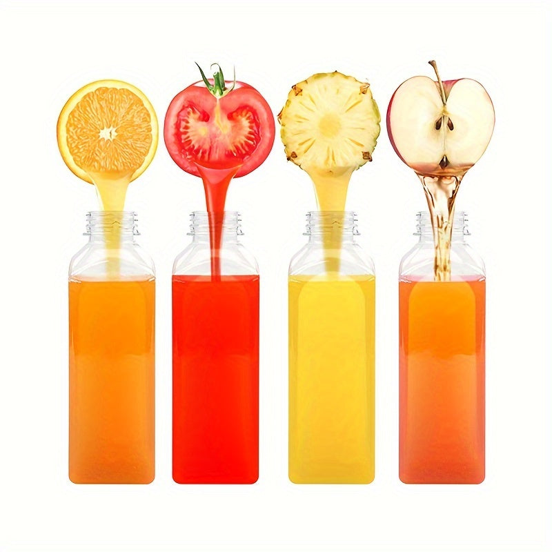 8pcs, Empty Drink Bottles, 17oz Plastic Juice Bottles With Black Lids, Reusable Juice Storage Containers For Storing Water And Homemade Beverages