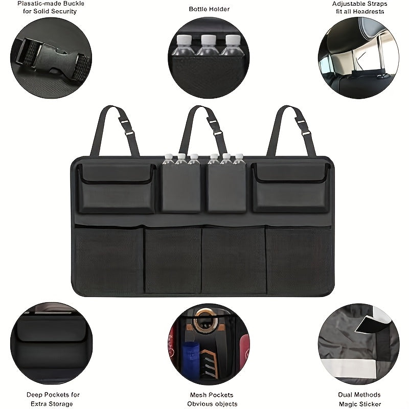 Car trunk storage bag, rear seat hanging storage bag, with 8 large storage bags, super large capacity - trunk storage bag, suitable for SUV, truck, truck - your space saving expert