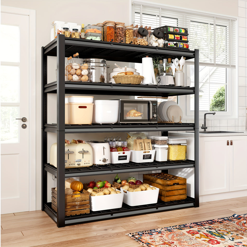 3000 Capacity Heavy-Duty 5-Tier Industrial Shelving Unit - Adjustable Carbon Garage Storage Rack, 60"W x 24"D x 72"H (Extends to 72.1"H) -Standing Shelves for Workshop,, Home & Commercial Use - 3000 lbs Weight Capacity, Utili