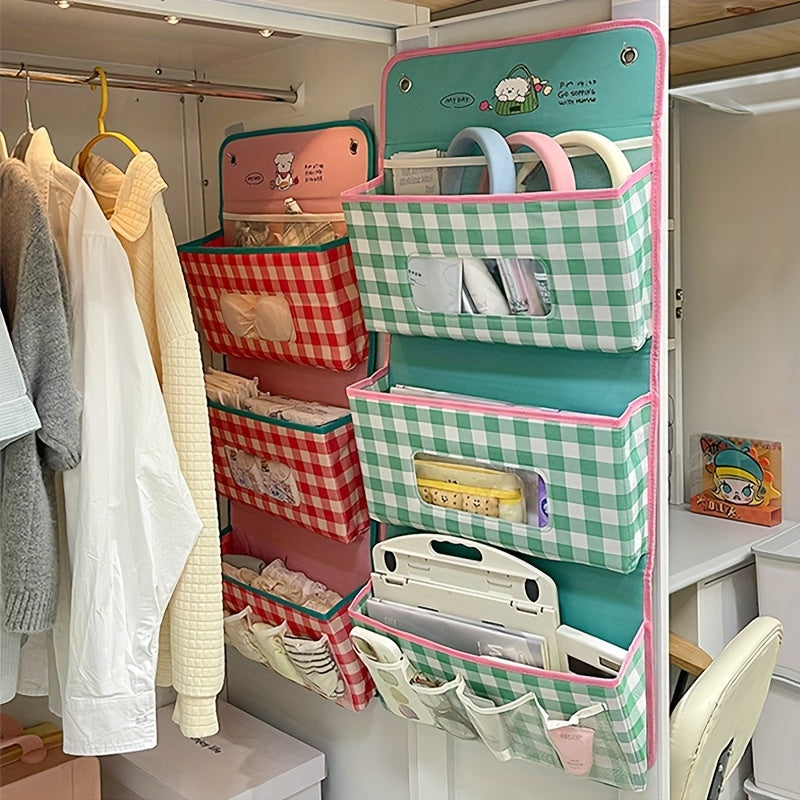 3-Tier Hanging Storage Box - Linen Basket with Pockets, 7 Large Capacity Pockets, Student Bedside Storage Bag, Door Cabinet Hanging Bag, Used to Store Dormitory Essentials