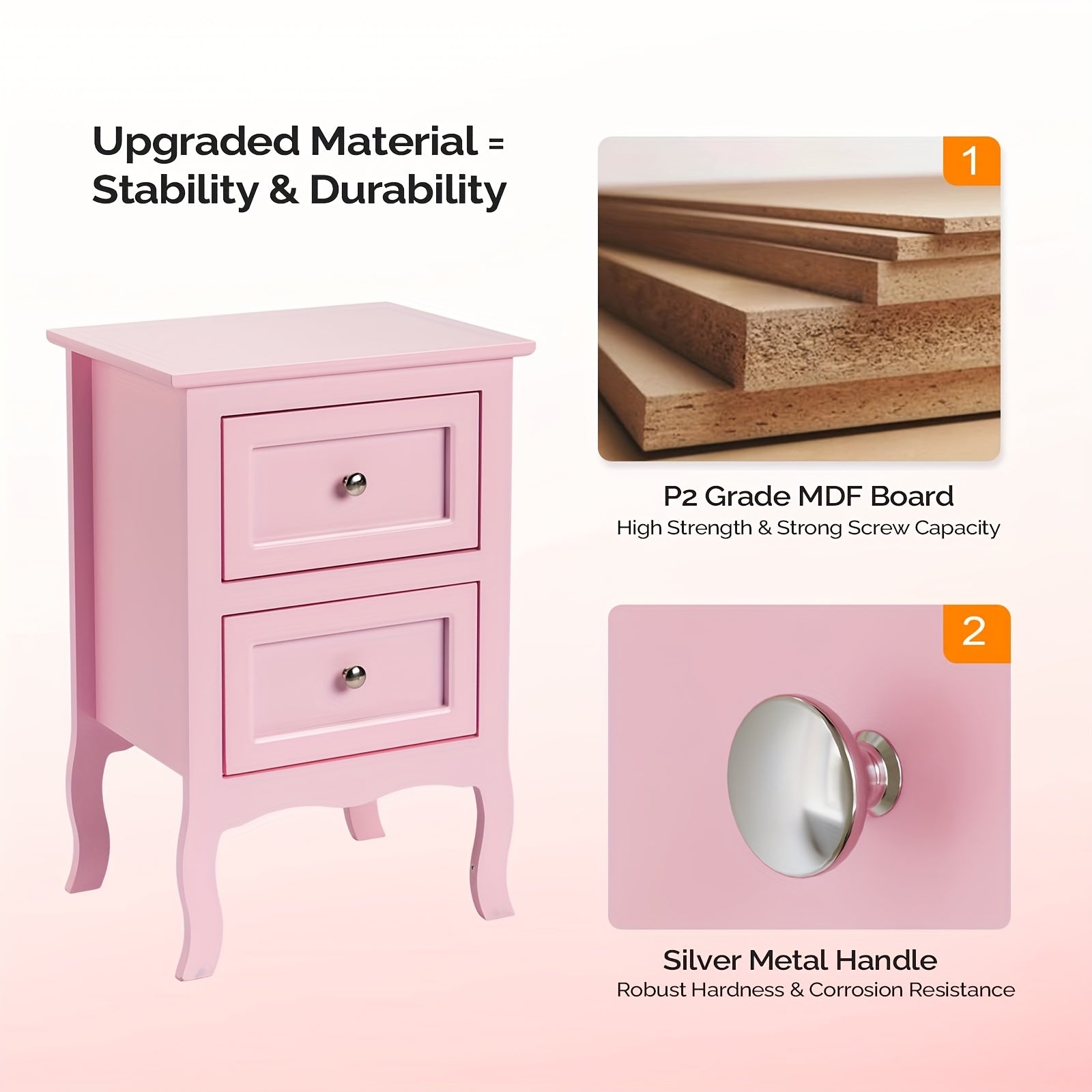 Bonnlo Compact Nightstand with Drawer - Space-Saving Bedside Table, No Assembly Required, Sturdy MDF Construction, Modern Minimalist Design for Small Bedrooms, Apartments, Dorms - Ideal for Bedside, Living Room, Home Office -