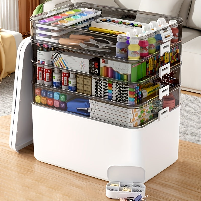 A Multifunctional Plastic Storage Box with a Handle - No Assembly Required, Perfect for Organizing Sewing Tools, Medications, Hair Accessories, Art Supplies, Medical Storage, Cosmetics, And Toys - a Home Storage Solution, Sho