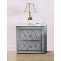 1pc Faux Marble Top Nightstand 2 Drawers Storage Gray Finish Button Tufted Faux Crystal TuftedSuitable for bedroom furniture