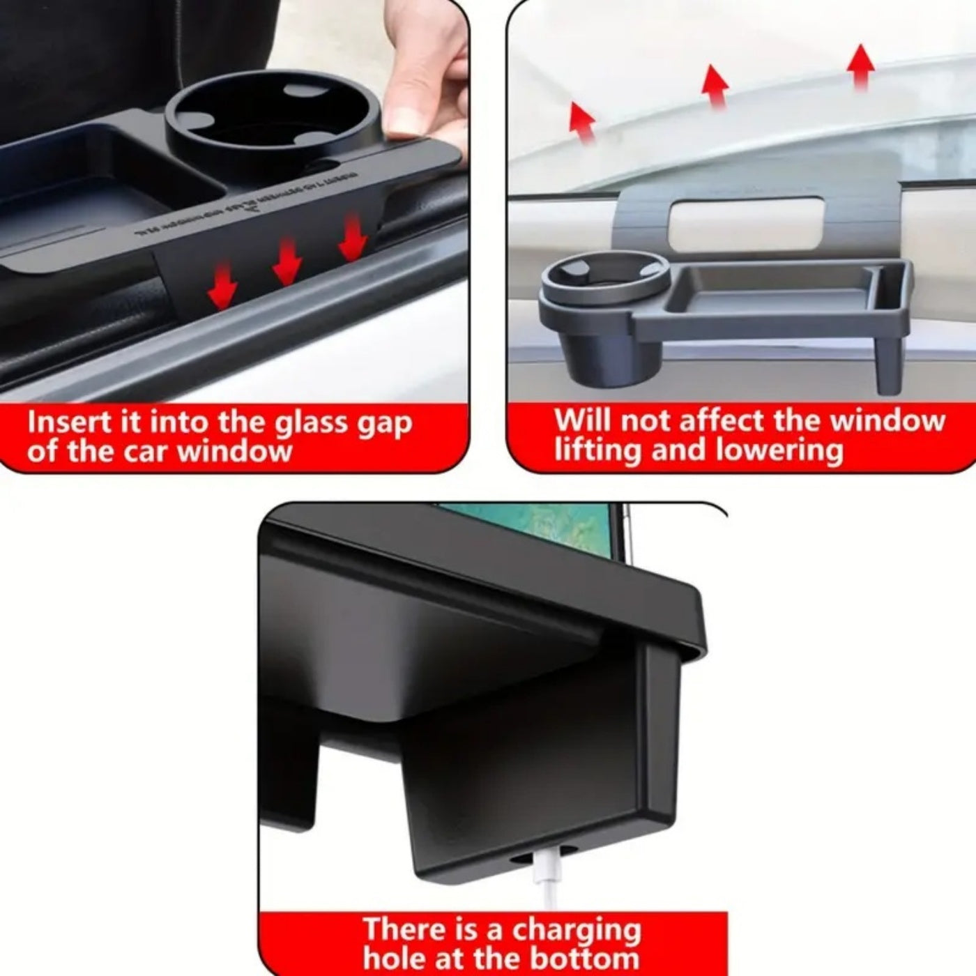 Car Window Multifunctional Storage Tray Organizer - Vehicle Door Side Hanging Storage Rack, Cell Phone Storage Box, Water Cup Holder, Universal Fit Vehicle Accessory,Father's Day Gift