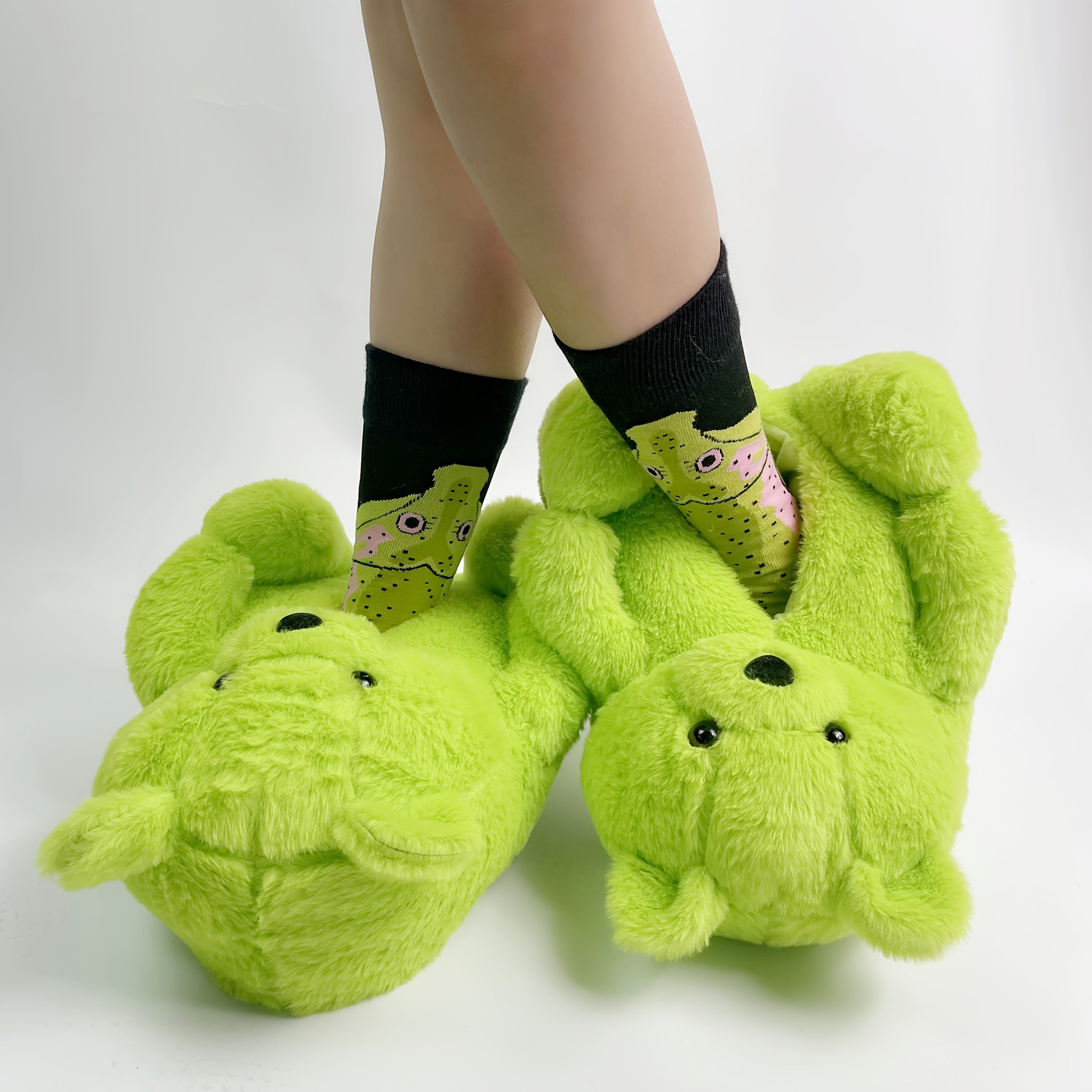 Cozy Women's Plush Slippers with Waterproof Soles - Cute Bear Design, Soft Microfiber, Indoor/Outdoor Comfort Footwear, Available in Multiple Colors, House Slippers