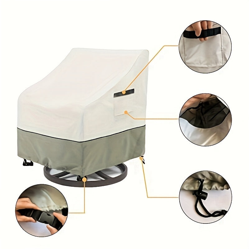 2 Packs Swivel Lounge Chair Covers - Waterproof Heavy Duty Patio Furniture Set Covers with White and Brown Color, 33"x35"x38.5" Size