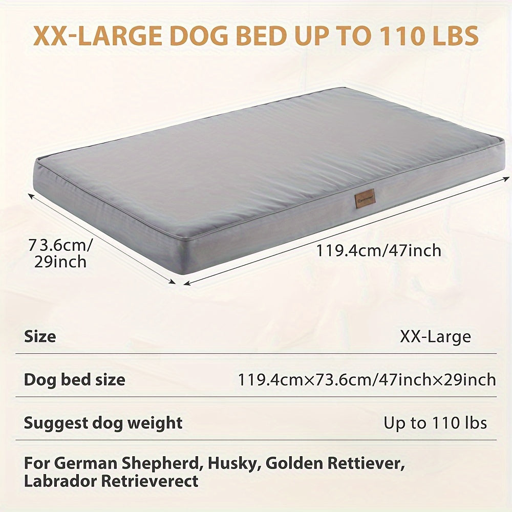 36" High Quality Dog Bed for Large & Medium Dogs - Washable Orthopedic Foam Crate Pad with Removable Cover, Gray - Durable Outdoor Patio Furniture & Kennel Mattress for Comfortable Sleep, Large Dog Bed