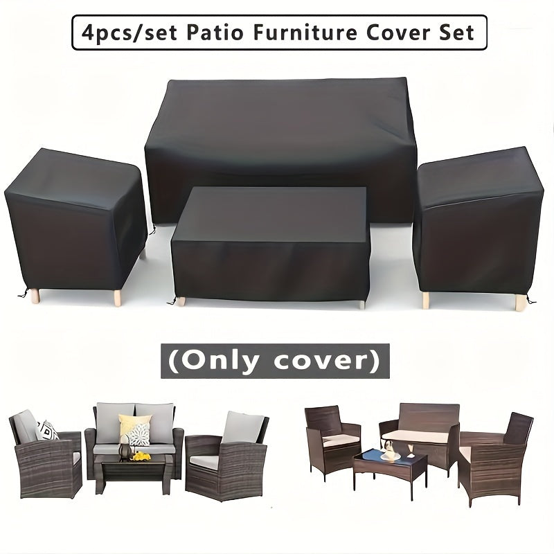 4pc Heavy Duty Waterproof Patio Furniture Covers Set, 210D Oxford Cloth Outdoor Furniture Protector for All-Weather Protection - Black-Ideal for Halloween, Christmas & Thanksgiving Gifts