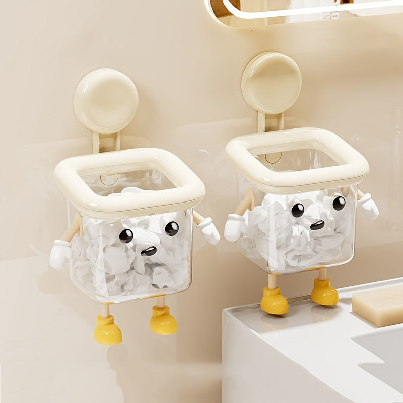 DIY Creative Cute Toothbrush Holder, Wall-Mounted No-Drill Suction Cup for Home Use, Bathroom Toothpaste Toothbrush Electric Toothbrush Cosmetic Organizer, Razor Makeup Brush Hanging Storage, High-End Multifunctional Transpar