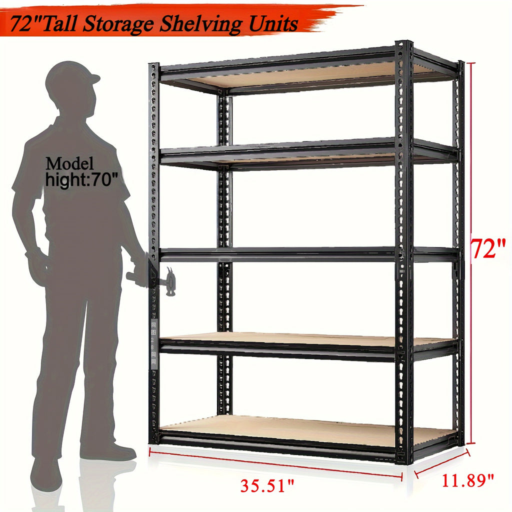 35.51" W X 11.89"D X 72"H Heavy Duty Storage Shelving 5 Tier Utility Rack Shelf, 2000LBS Adjustable Garage Shelves, Storage And Organization Easy To Assemble, Galvanized Steel Shelving Units For Pantry Kitchen, Mens Christmas