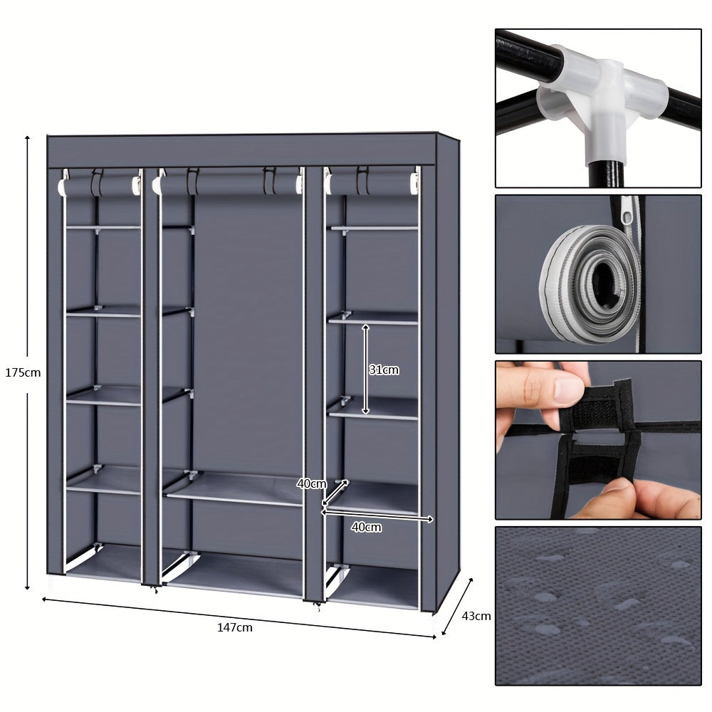 69" Extra-Large Portable Closet Organizer - Quick Assembly, Non-Woven Fabric, Extra Strong, Durable, and Collapsible for Easy Storage - Ideal for Small Spaces, Bedrooms, and Apartments
