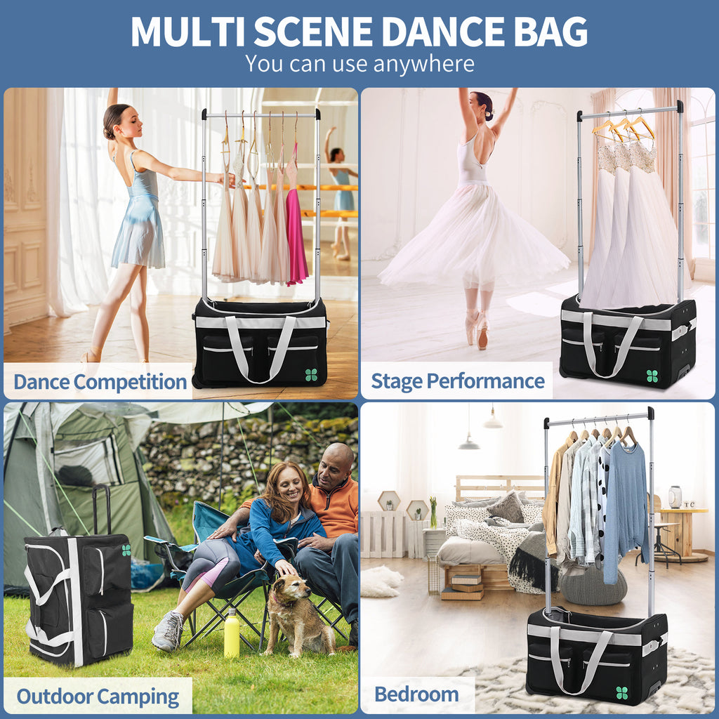 Dance Bag With Garment Rack, 27 Inch Dance Competition Bag Garment Duffel Bag For Competition Events, Travel, Recital Events, Rolling Garment Bag Travel Dance Bag for Girls Boys
