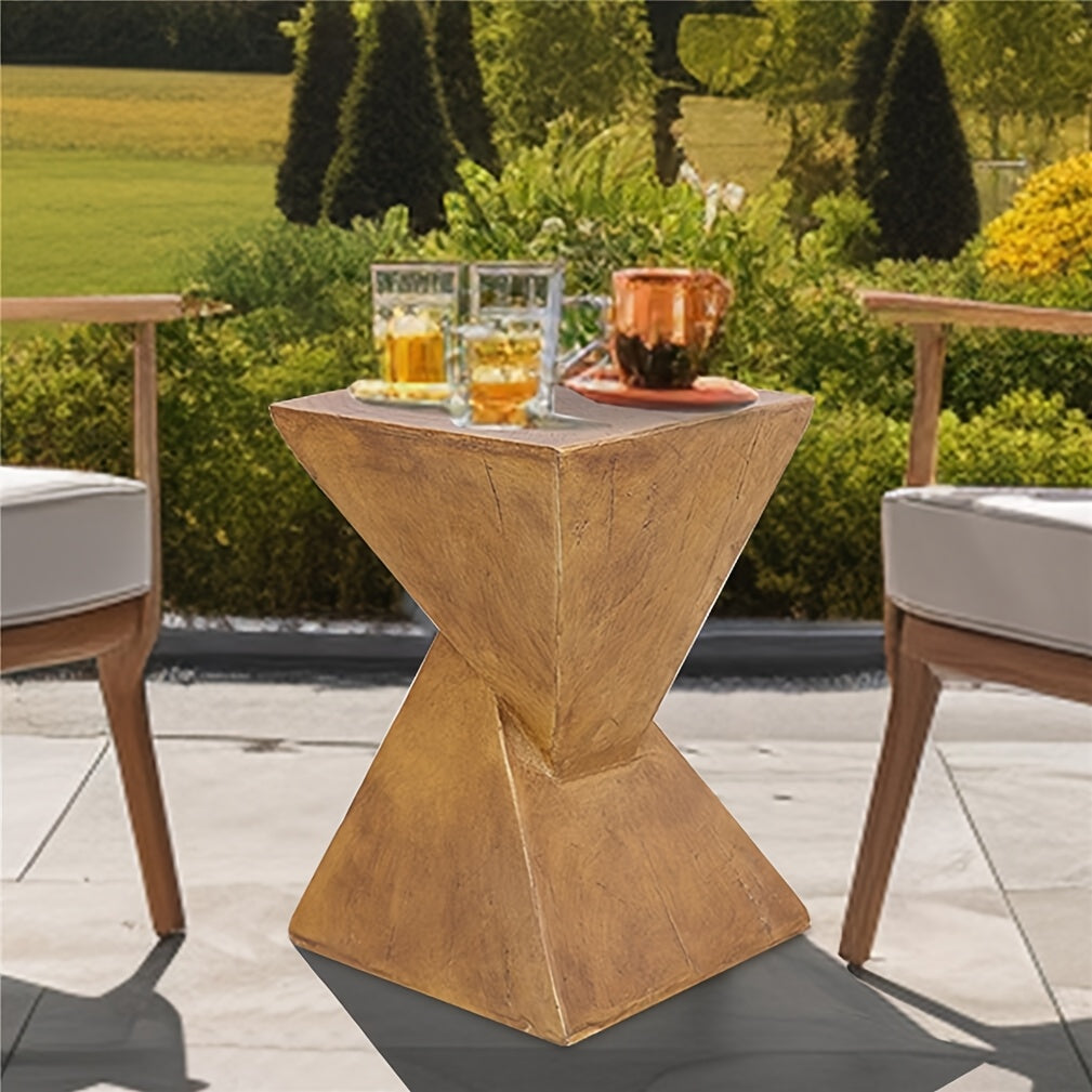AESOME Z Shaped Side Table Lightweight Concrete Outdoor Square Top End Table Twist Stool Plant Table Garden Stool Side Table Patio Bedroom Decor Natural, Bedroom Accent, Patio Furniture, Twist Design, Vintage Style, Durable M