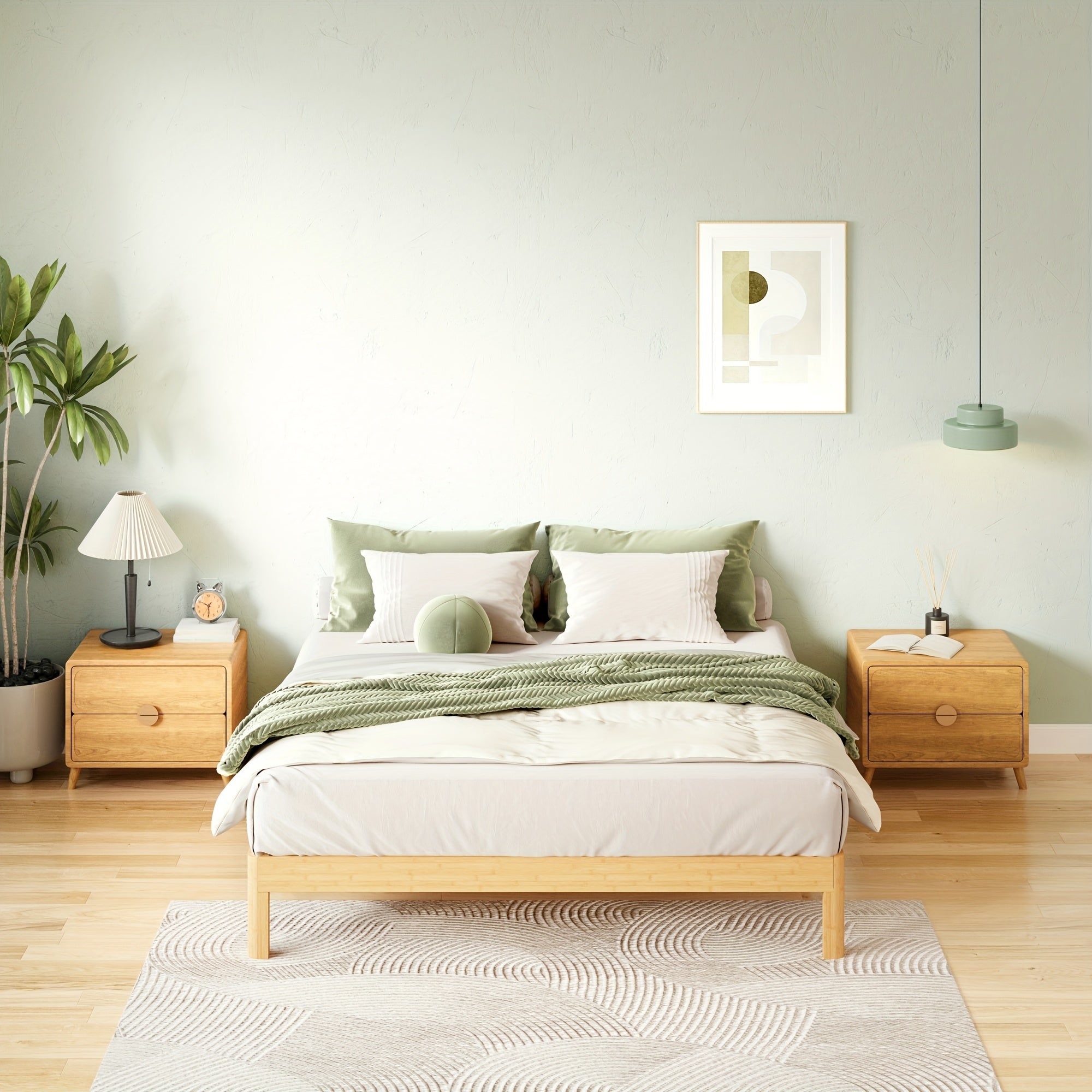 COMASACH Heavy Duty Bamboo & Metal Platform Bed Frame - 14 Inch High No Box Spring Required, Rustic Modern Design with Underbed Storage, Noiseless Sturdy Construction, High-Quality Aseptic Bamboo & Metal, Easy Assembly Bed Ba