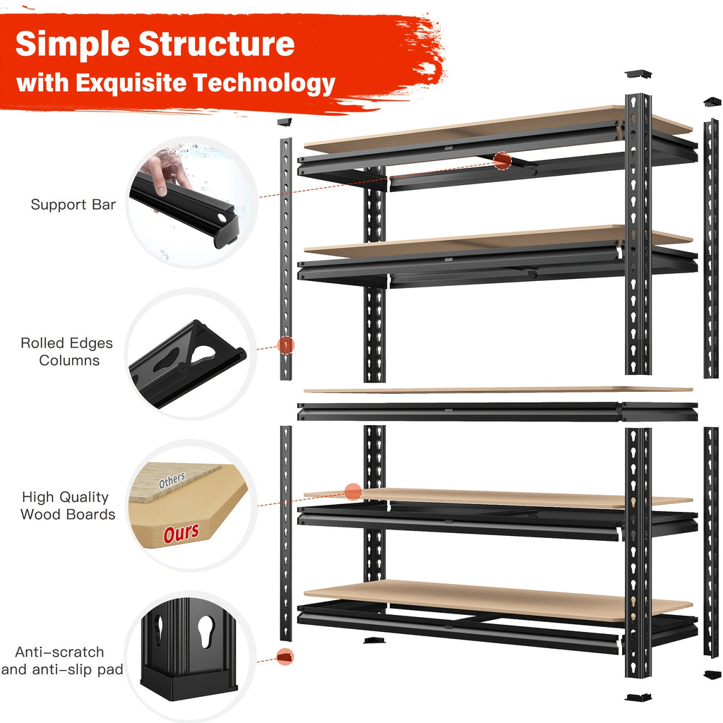 35.51" W X 11.89"D X 72"H Heavy Duty Storage Shelving 5 Tier Utility Rack Shelf, 2000LBS Adjustable Garage Shelves, Storage And Organization Easy To Assemble, Galvanized Steel Shelving Units For Pantry Kitchen, Mens Christmas