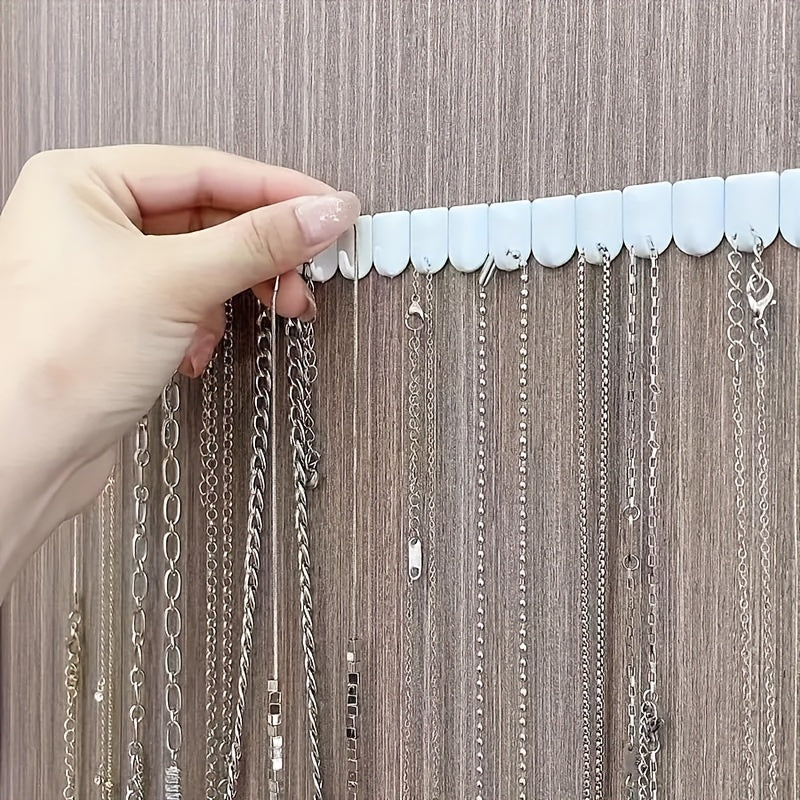 1pc/9pcs Mini Self Adhesive Wall Hook, Wall Mounted Sticky Hook, Jewelry Hanging Storage Hook, Jewelry Necklaces Bracelets Pendants Display Hanger, Easy Install, Wall Mount for Hanging, for Kitchen, Bathroom, Bedroom, Office