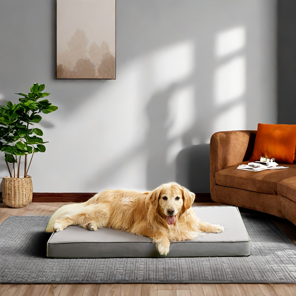 36" High Quality Dog Bed for Large & Medium Dogs - Washable Orthopedic Foam Crate Pad with Removable Cover, Gray - Durable Outdoor Patio Furniture & Kennel Mattress for Comfortable Sleep, Large Dog Bed
