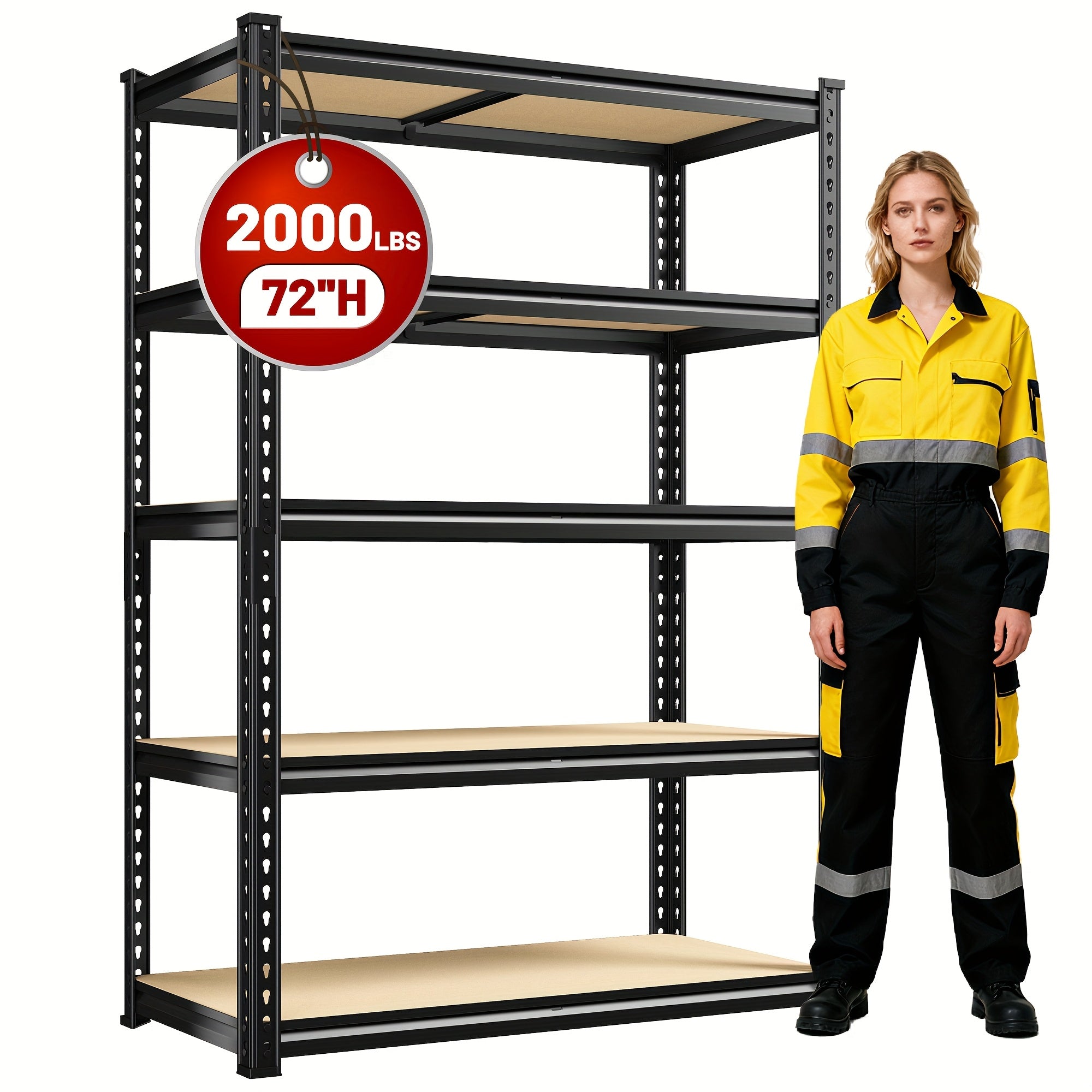 72" H Storage Shelves 2000LBS Garage Shelving Heavy Duty Shelving 5 Tier Metal Shelves for Garage Shelves 35.5"W X72"H X 15.8"D, Adjustable Shelving Unit for Basement Pantry Utility Rack Shelf, Office
